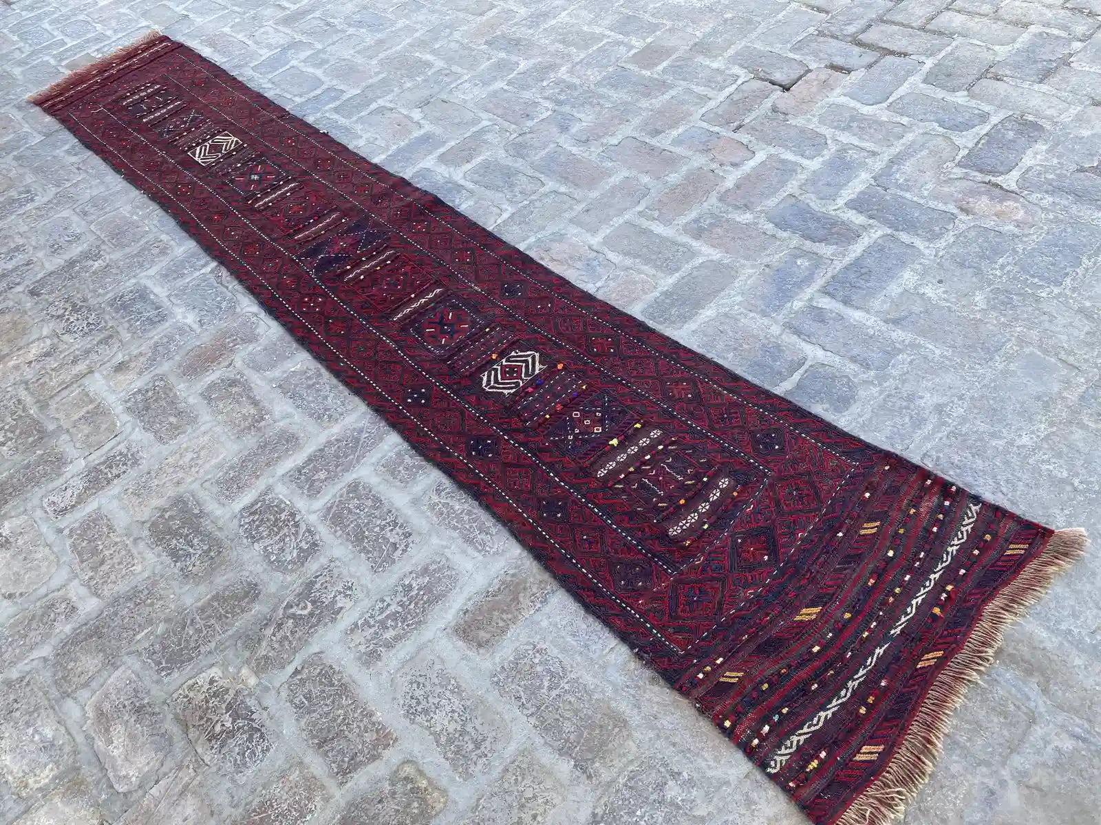 Handwoven Afghan Adreskan Kilim Runner - 1'10 x 11'10 - Nomad Hues