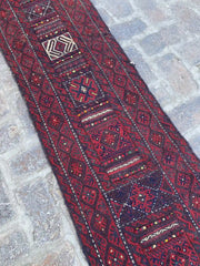 Handwoven Afghan Adreskan Kilim Runner - 1'10" x 11'10"