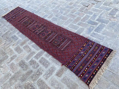 Handwoven Afghan Adreskan Kilim Runner - 2'1 x 10'3 - Nomad Hues