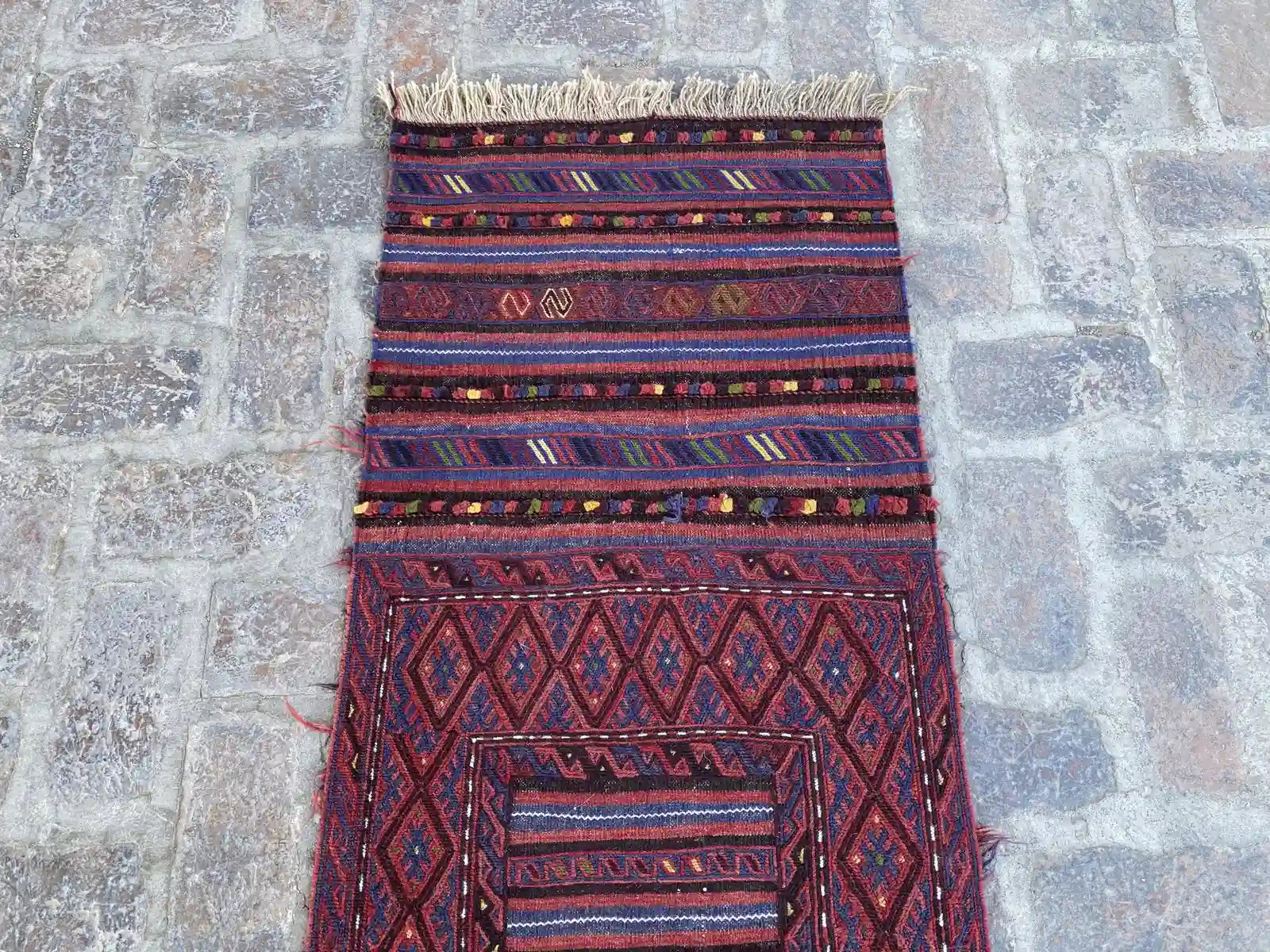 Handwoven Afghan Adreskan Kilim Runner - 2'1 x 10'3 - Nomad Hues