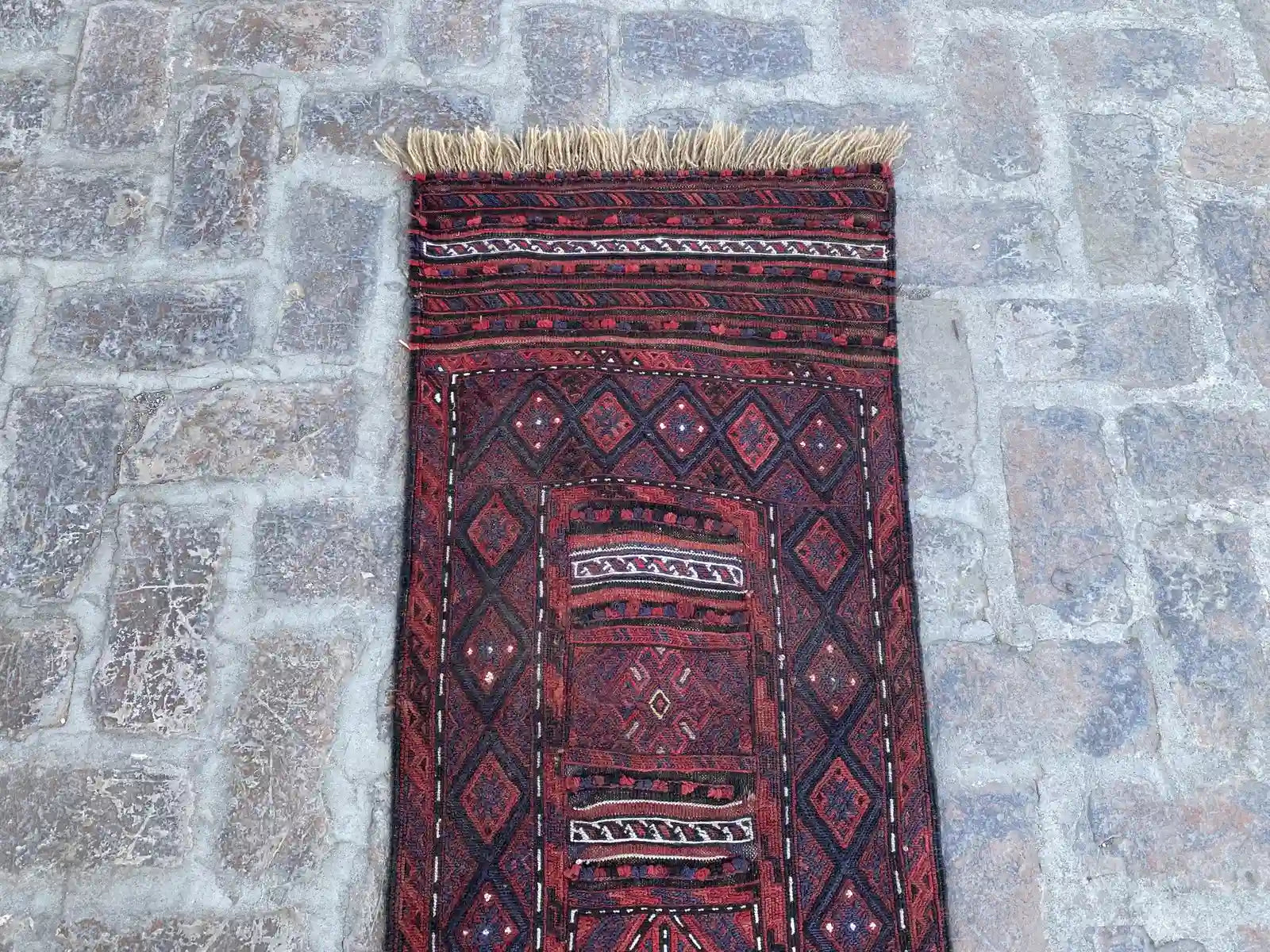 Handwoven Afghan Adreskan Runner - Unique Tribal Design - Nomad Hues