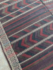 Handwoven Afghan Balouch Kilim - 6'3 x 13'5 - Traditional Striped Pattern - Nomad Hues