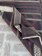 Handwoven Afghan Balouch Kilim - 6'3 x 13'5 - Traditional Striped Pattern - Nomad Hues