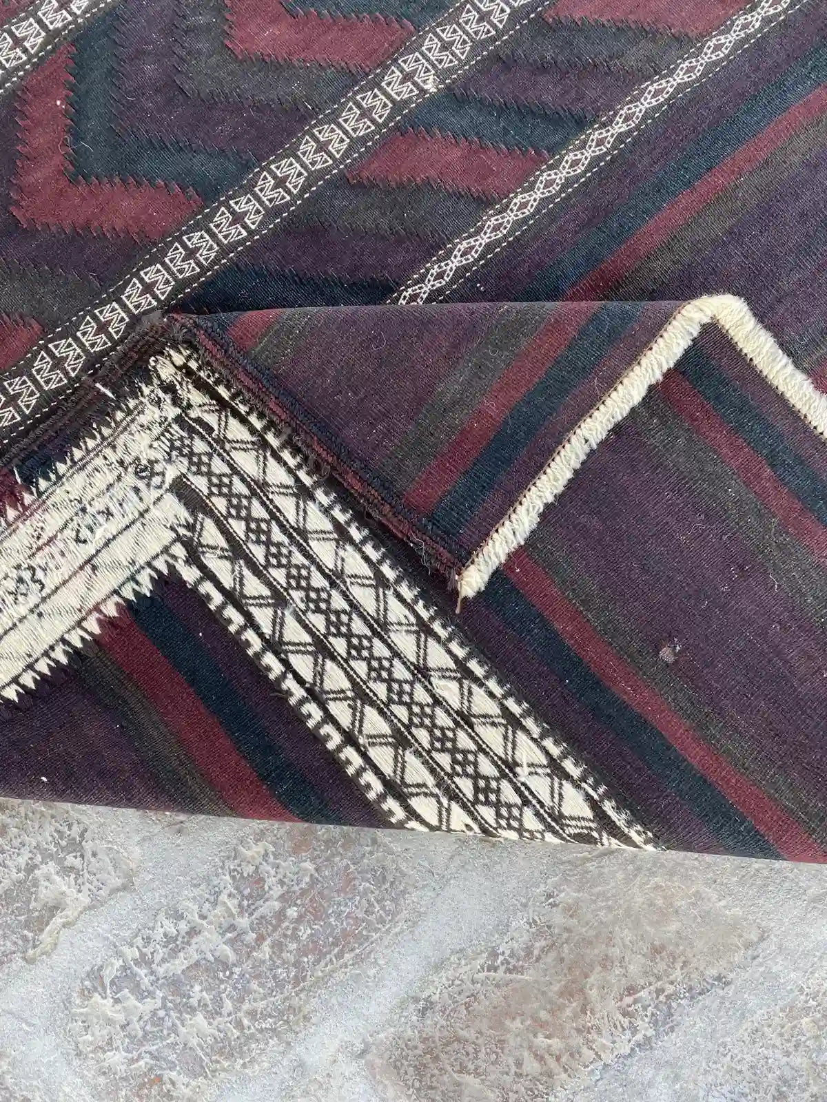 Handwoven Afghan Balouch Kilim - 6'3 x 13'5 - Traditional Striped Pattern - Nomad Hues