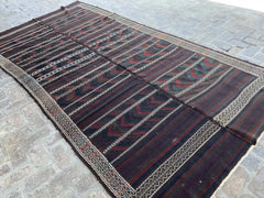 Handwoven Afghan Balouch Kilim - 6'3 x 13'5 - Traditional Striped Pattern - Nomad Hues