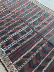 Handwoven Afghan Balouch Kilim - 6'3 x 13'5 - Traditional Striped Pattern - Nomad Hues