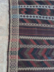 Handwoven Afghan Balouch Kilim - 6'3 x 13'5 - Traditional Striped Pattern - Nomad Hues