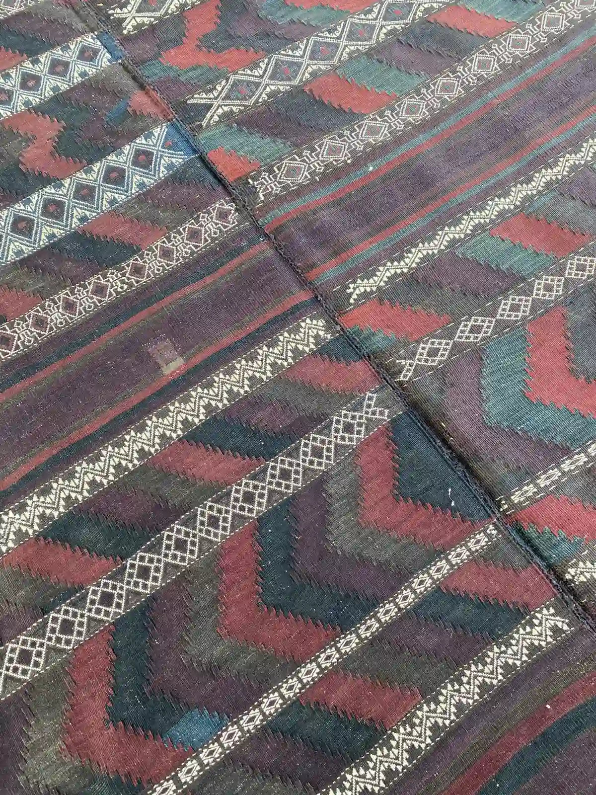 Handwoven Afghan Balouch Kilim - 6'3 x 13'5 - Traditional Striped Pattern - Nomad Hues