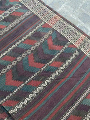 Handwoven Afghan Balouch Kilim - 6'3 x 13'5 - Traditional Striped Pattern - Nomad Hues