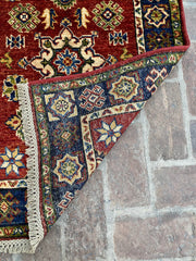 Handmade Afghan Kazak Hallway Runner Rug, 2.6ft x 10ft - Nomad Hues