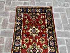 Handmade Afghan Kazak Hallway Runner Rug, 2.6ft x 10ft - Nomad Hues