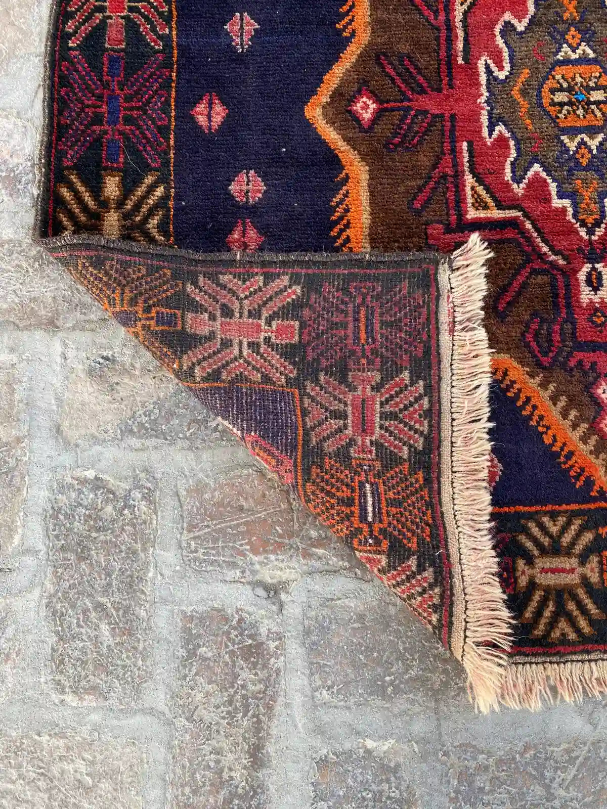 Afghan Vintage Tribal Rug - Bold Medallion Design - Nomad Hues