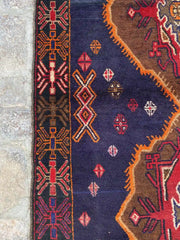 Afghan Vintage Tribal Rug - Bold Medallion Design - Nomad Hues