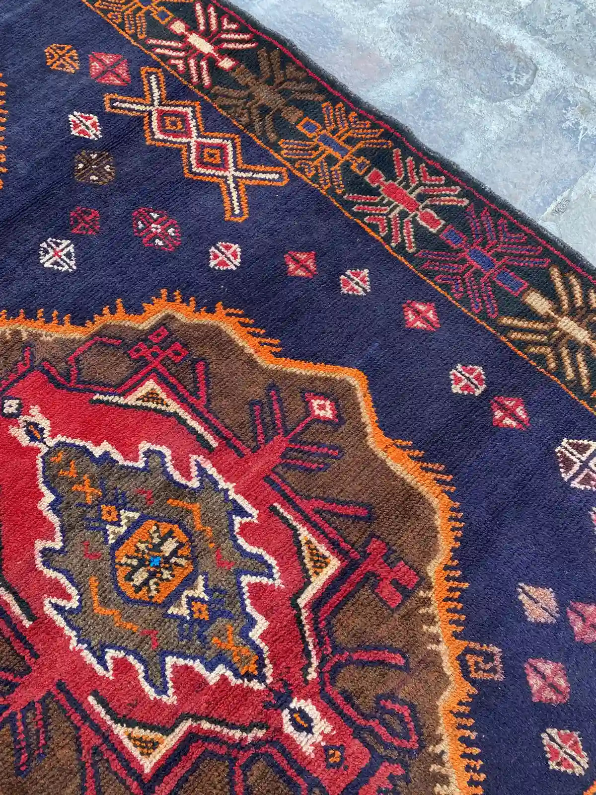 Afghan Vintage Tribal Rug - Bold Medallion Design - Nomad Hues