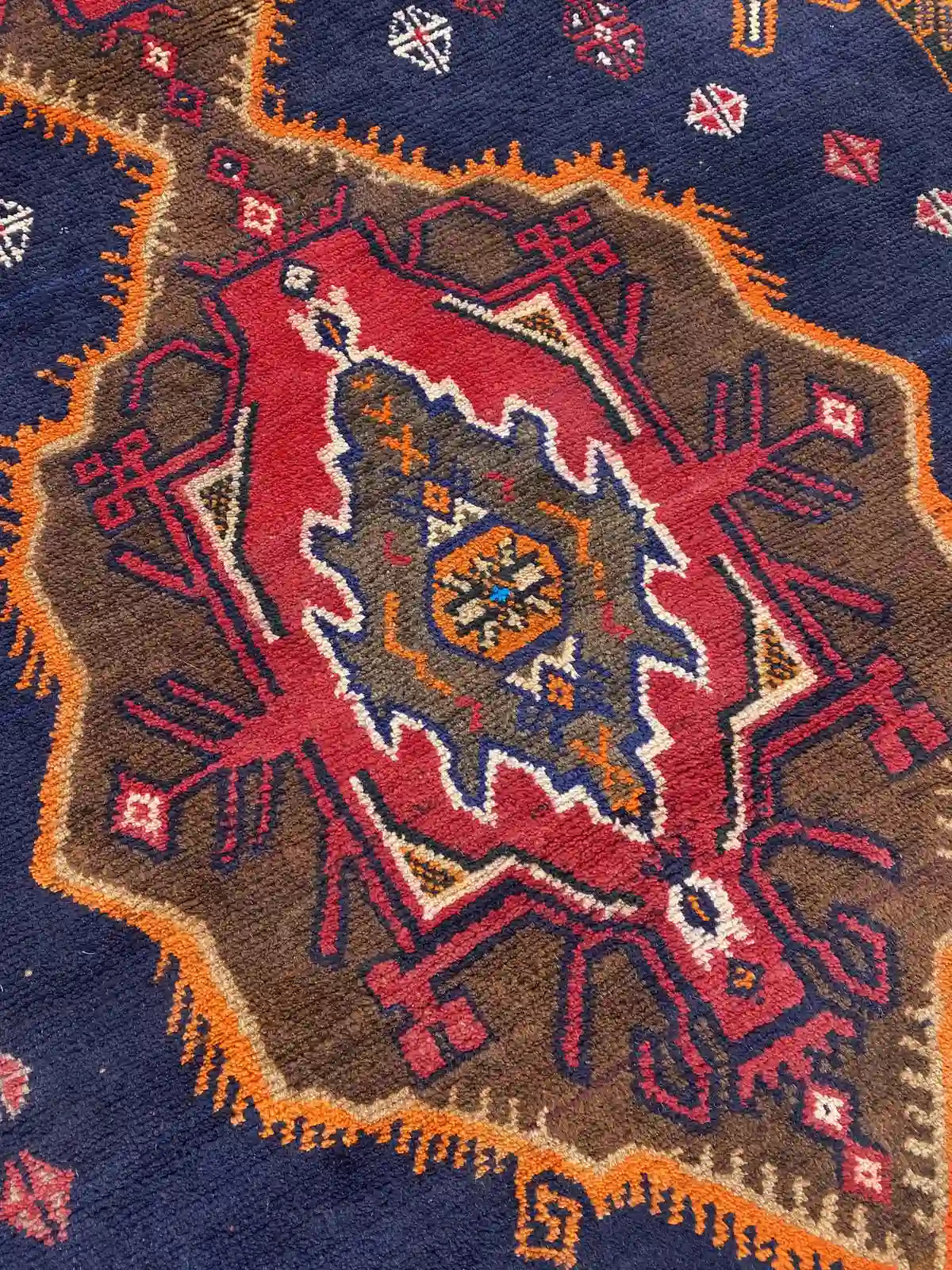 Afghan Vintage Tribal Rug - Bold Medallion Design - Nomad Hues