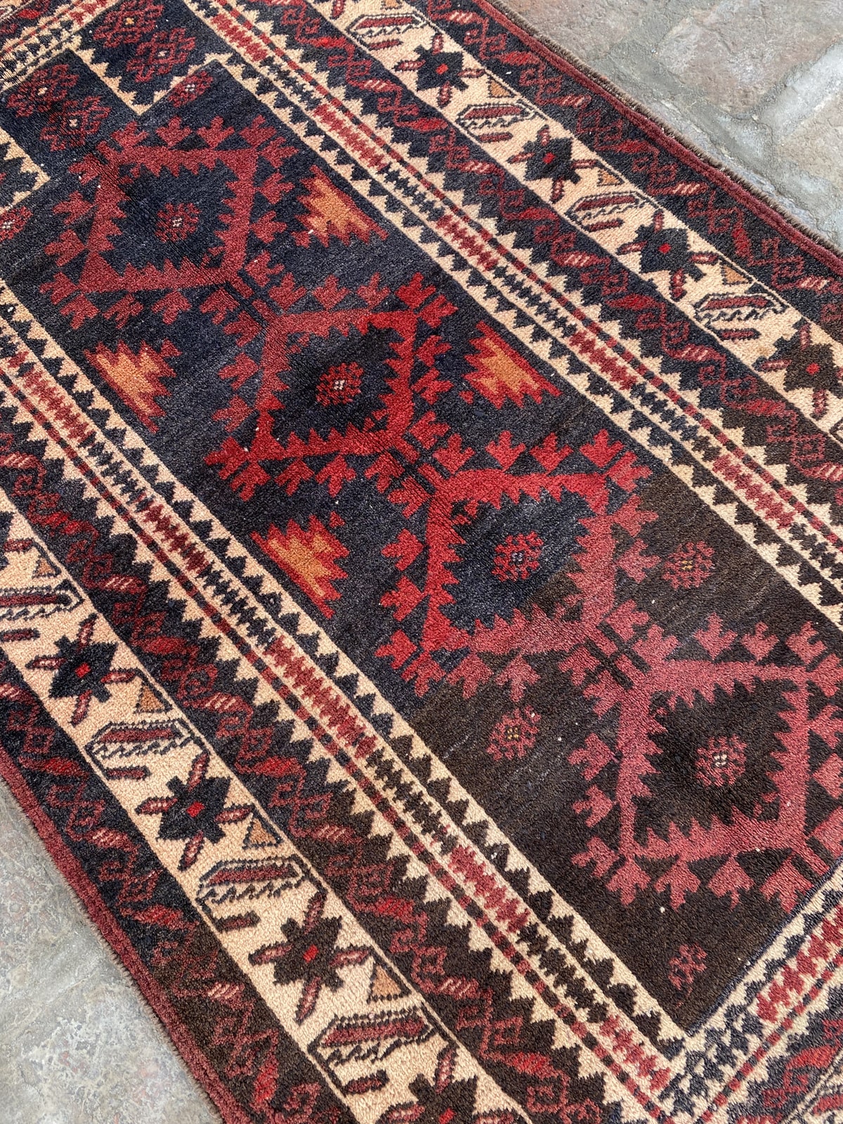 Unique vintage afghan rug 