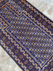 Blue handmade belouch prayer rug