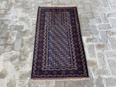 Blue Vintage Afghan Wool Rug - Nomad Hues