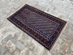 Blue Vintage Afghan Wool Rug - Nomad Hues