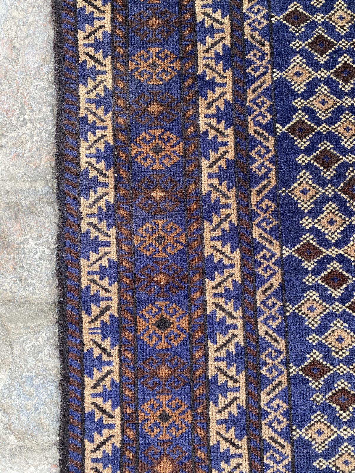 Blue Vintage Afghan Wool Rug - Nomad Hues