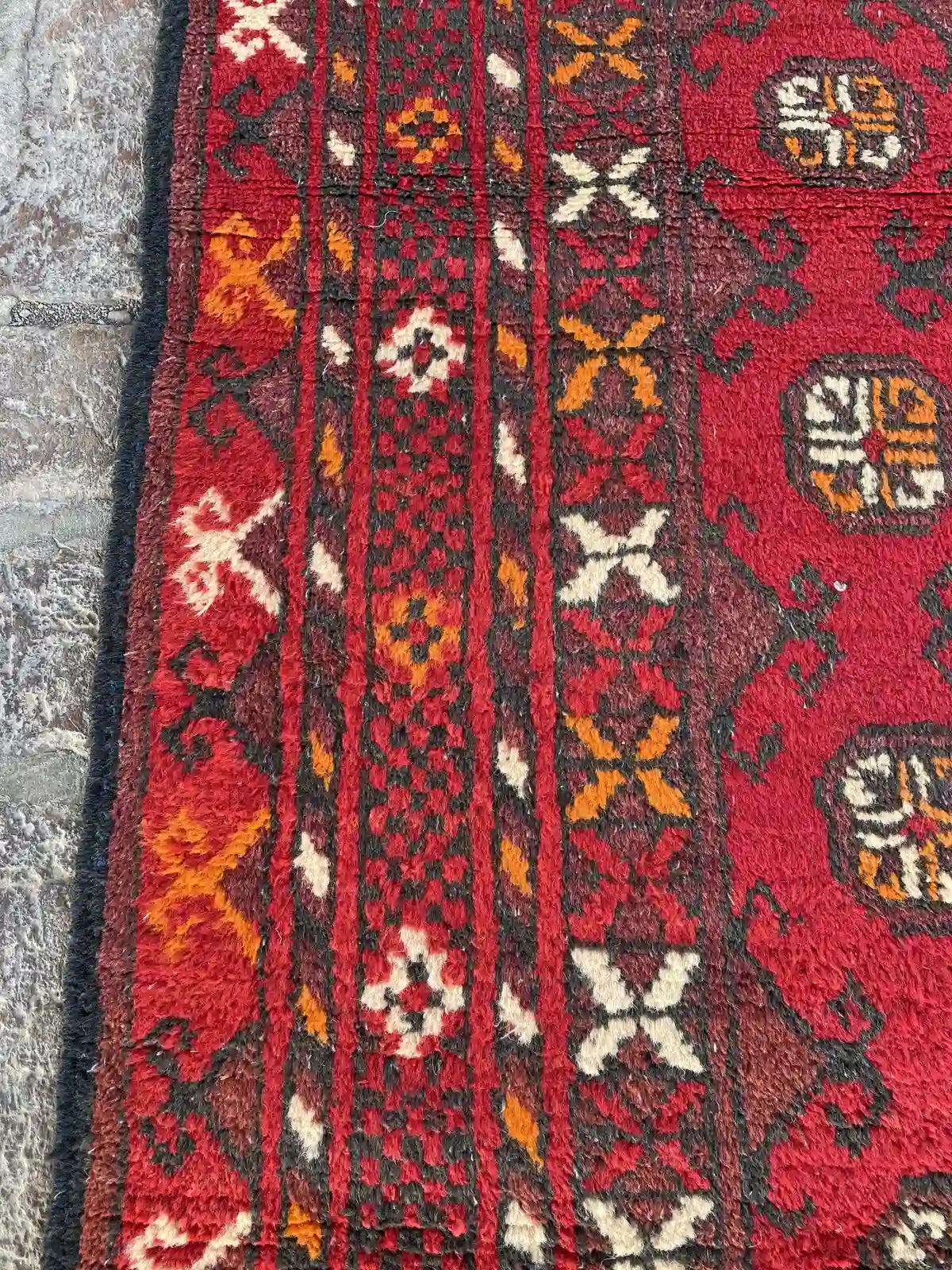 Elegant 4'0 x 11'3 Afghan Bokhara Runner - Rich Red and Black Patterns - Nomad Hues