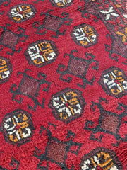 Elegant 4'0 x 11'3 Afghan Bokhara Runner - Rich Red and Black Patterns - Nomad Hues