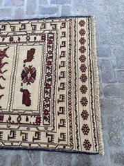 Afghan Soumak Kilim - Beige with Brown Animal Patterns - Nomad Hues