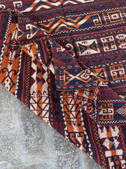 Handwoven Gajari Shawl Kilim - 5'10" x 9'10" - Vibrant Geometric Patterns - Nomad Hues