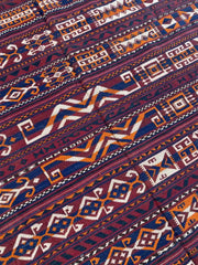 Handwoven Gajari Shawl Kilim - 5'10" x 9'10" - Vibrant Geometric Patterns - Nomad Hues