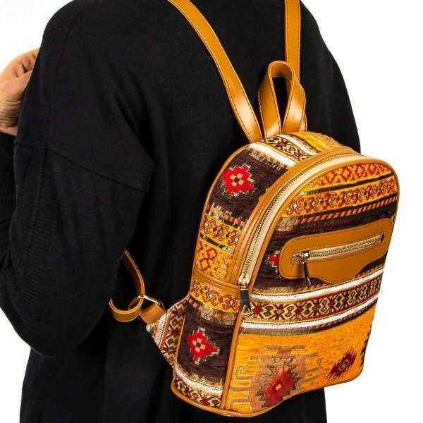 Golden Turkish tribal Travel backpack