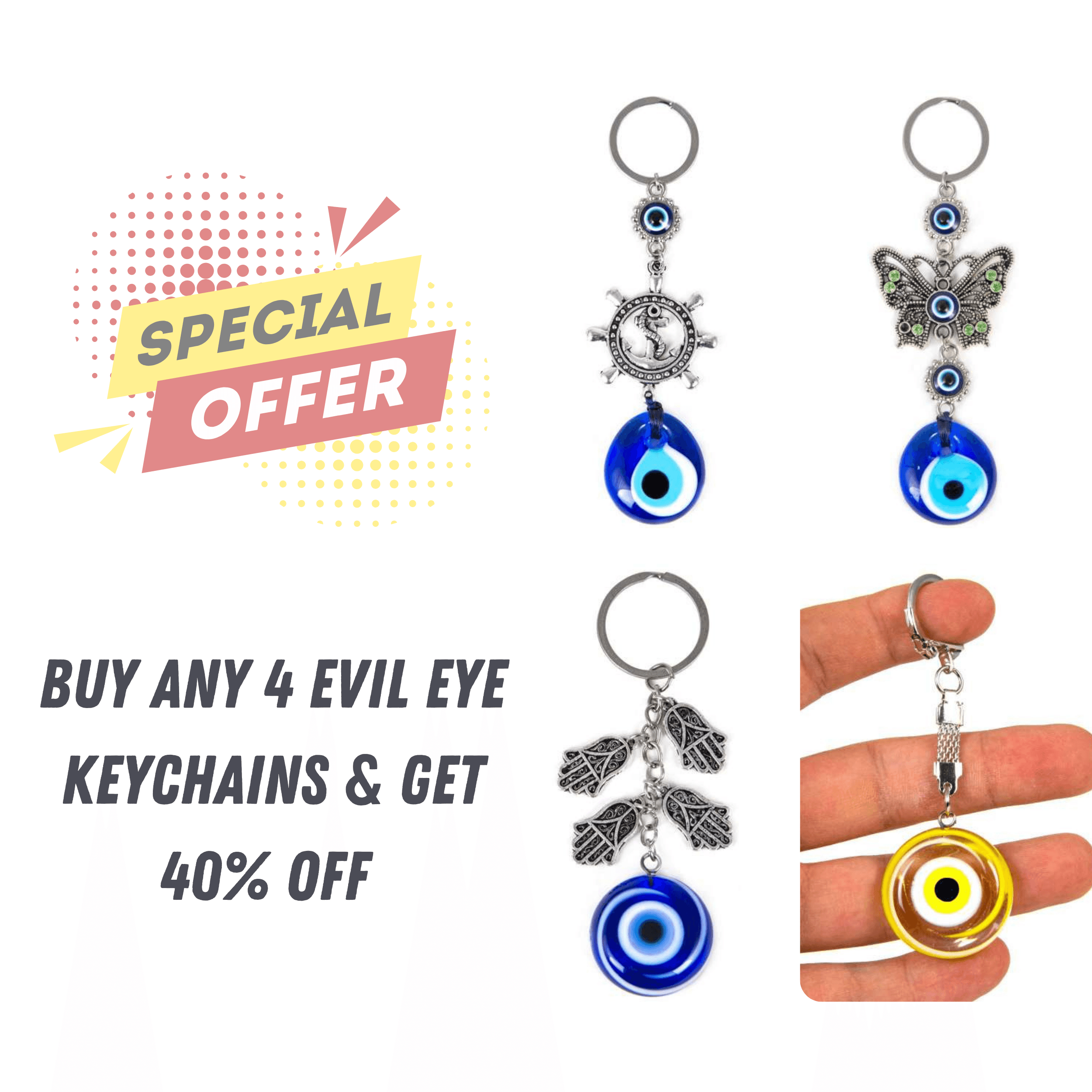 Metal Crafted Evil Eye Keychain & Wall Decor – Dual-Purpose Protection.