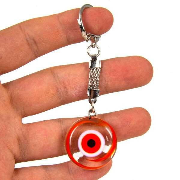 Orange Evil Eye Bead Keychain & Wall Decor – Dual-Purpose Protection.