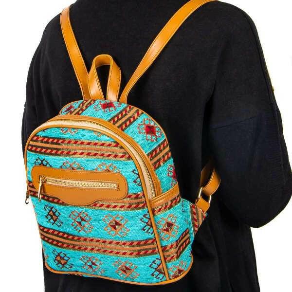 Turquoise Turkish tribal backpak.