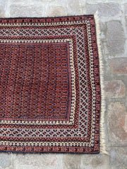 Vintage Afghan Tribal Prayer Rug - Authentic Cultural Carpet - Nomad Hues