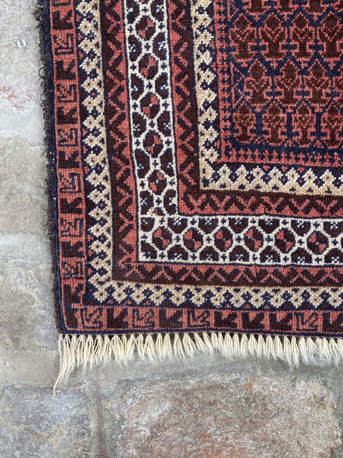 Vintage Afghan Tribal Prayer Rug - Authentic Cultural Carpet - Nomad Hues