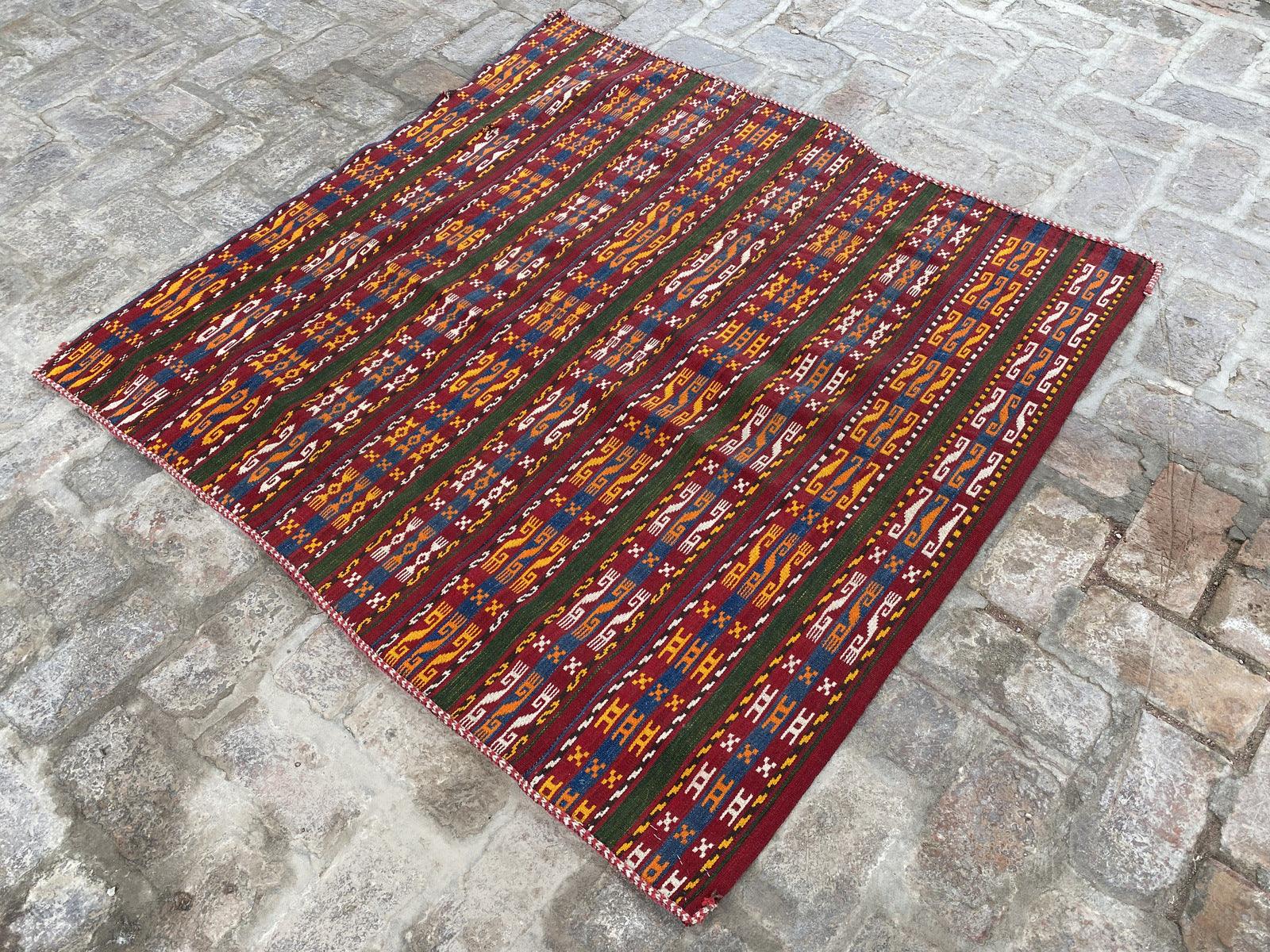 Vintage Uzbek Gajari Kilim - Authentic Handmade Rug - Nomad Hues