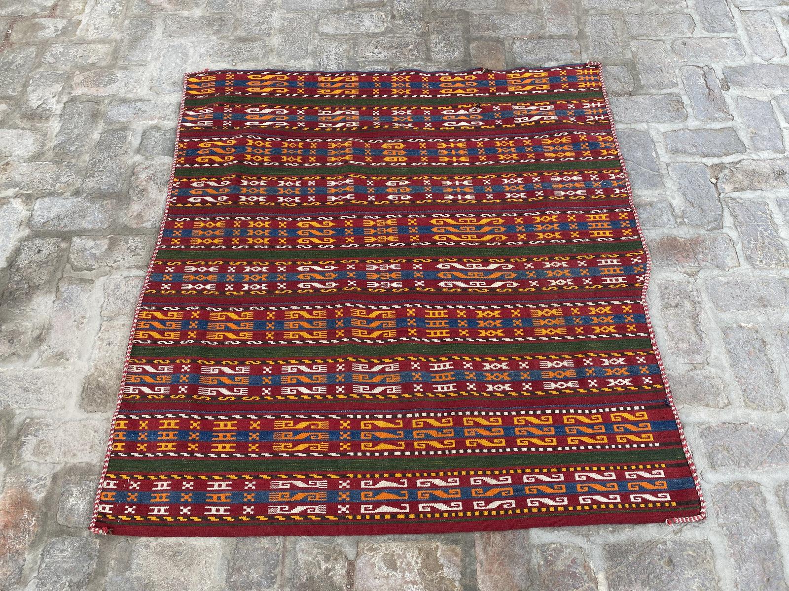 Vintage Uzbek Gajari Kilim - Authentic Handmade Rug - Nomad Hues