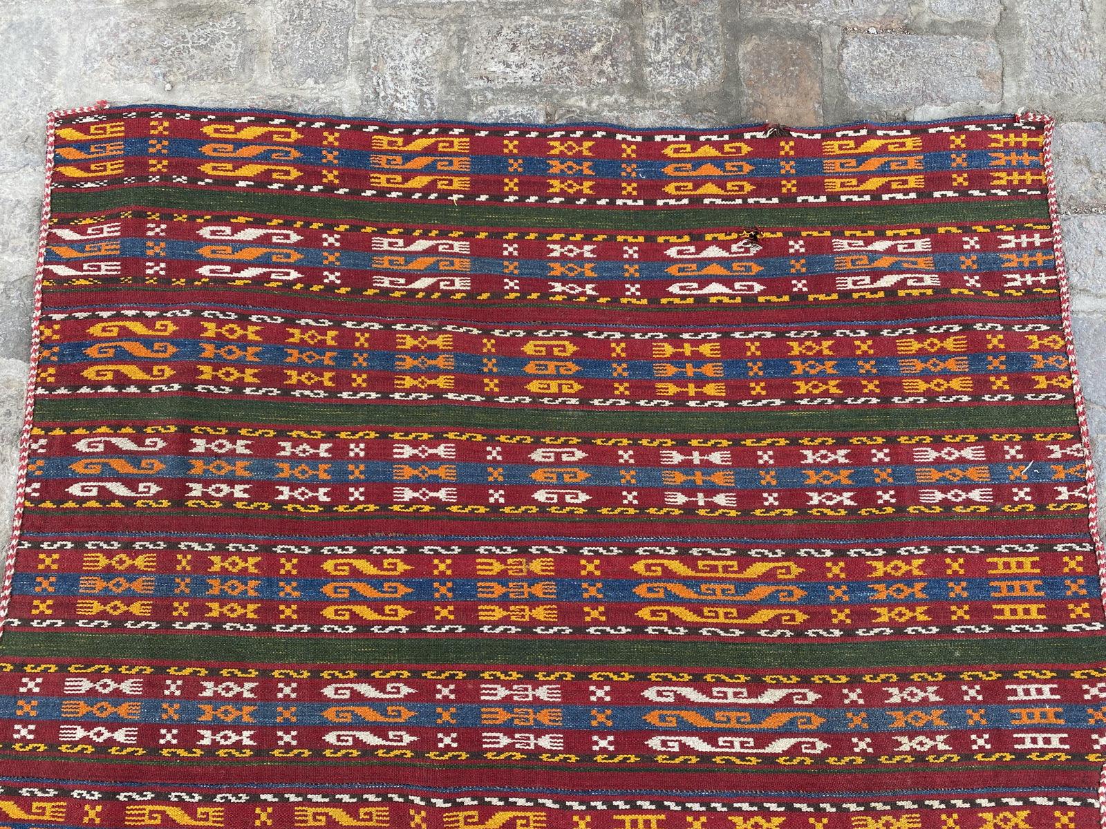 Vintage Uzbek Gajari Kilim - Authentic Handmade Rug - Nomad Hues